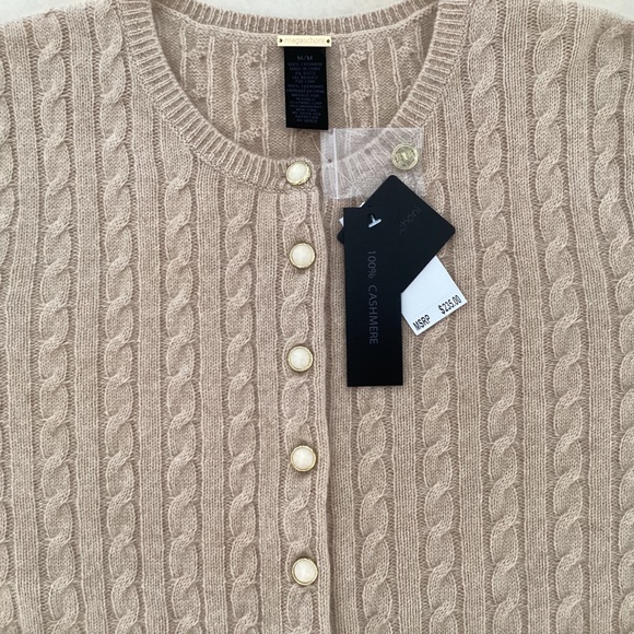 MAGASCHONI Beige 100% Cashmere Cable Knit Button Front Cardigan Sweater Top - Picture 12 of 12